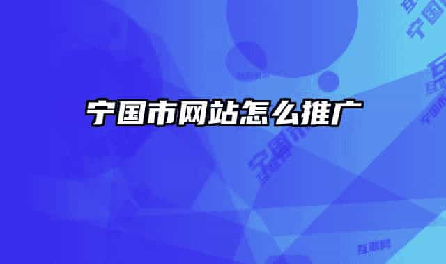 寧國(guó)市網(wǎng)站怎么推廣